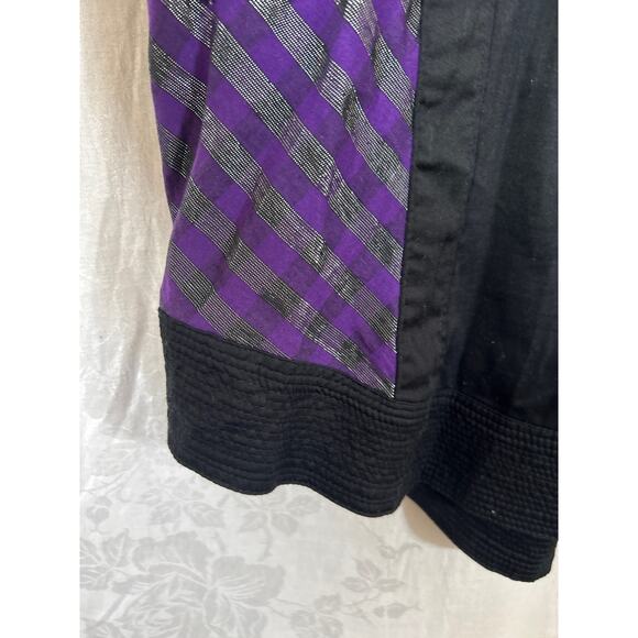 Coogi Shirt Dress 2X Black Purple Silver Belted Studded Logo Smocked Waist Y2K - Picture 2 of 16